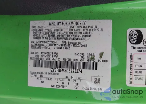 2013 Ford Mustang V6 Premium from USA, damaged, VIN 1ZVBP8EM8D5223374